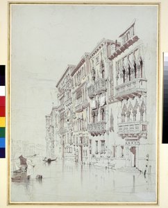 Palazzo Contarini-Fasan, Venedig, 6. - 16. maj 1841 (grafit, akvarel og kropsfarve, med nogle ridser ud, på gråt papir)
